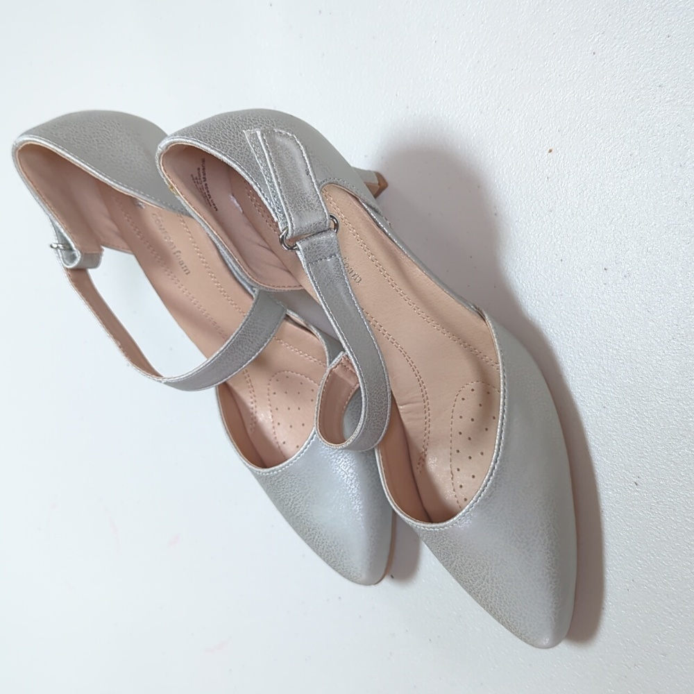 Journee Collection, Tillis, women's silver mid heel pointed toe pump. 8.5